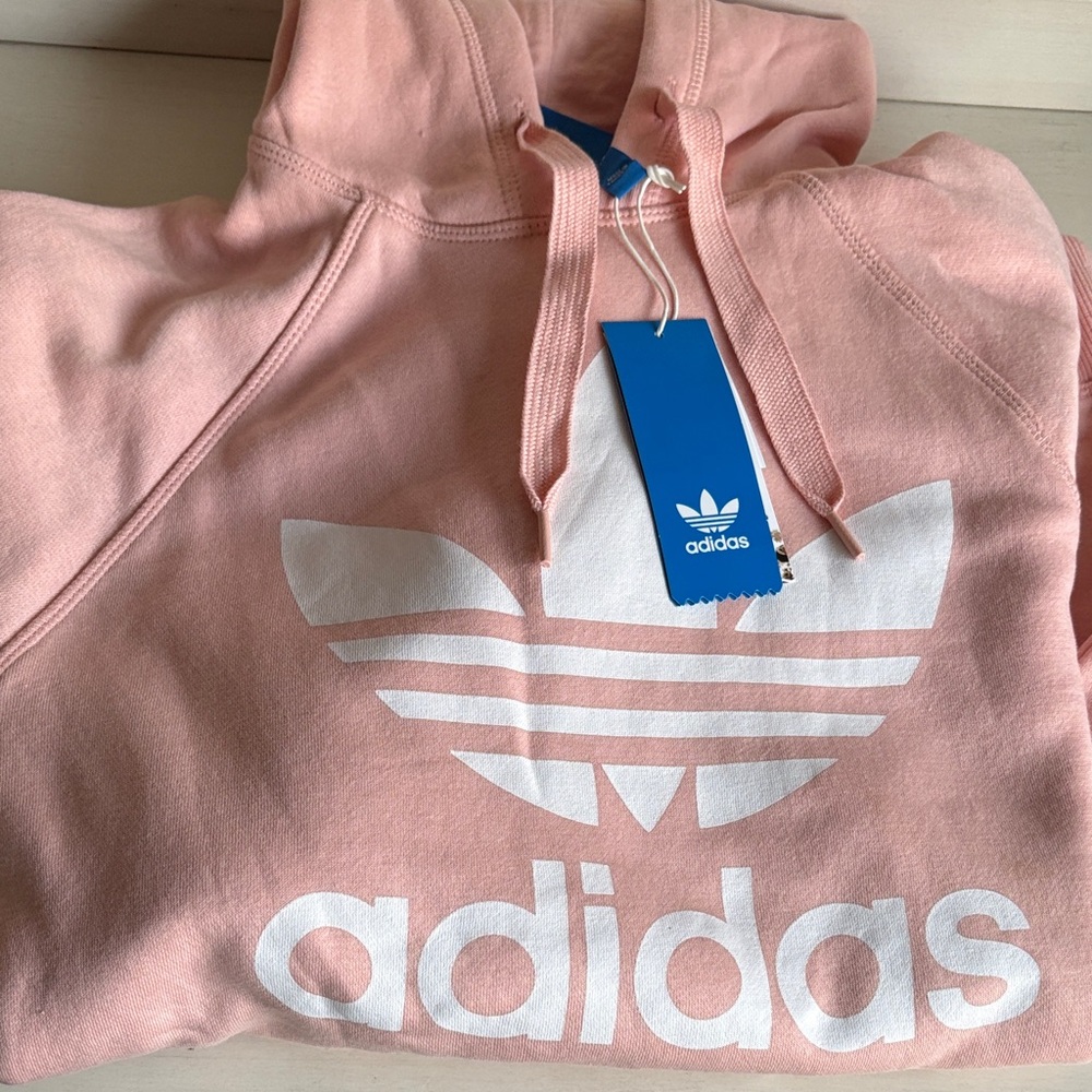 adidas Pink Pullover Hoodie with White Trefoil Logo